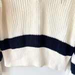 Ralph Lauren Polo  O Lace Striped Sweater Nautical White Navy Blue Chunky Knit Photo 5