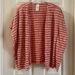 Time & Tru Red/White Striped Knit Open Cardigan M Photo 0