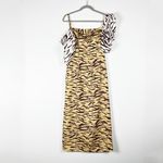 Rejina Pyo NEW  Amelia Off The Shoulder Tiger Animal Print Satin Midi Slip Dress  Photo 3