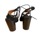 Saks 5th Avenue Saks Fifth Ave Black Leather Caged Lace up Block Chunky Heel Pumps Women Sz 7.5 Photo 5