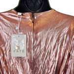 NEW FATE metallic plunge wrap mini dress in rose gold Photo 10
