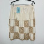 Vintage Boho Crochet Cream Tan Midi Skirt Elastic Pull On Waist Cottagecore Photo 1