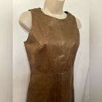 Badgley Mischka  "Belle" Sleeveless Gold Genuine Leather Dress Sz 2 Small A Line Photo 4
