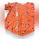 Anthropologie  Maeve Maya Orange Multi Floral Flutter Sleeve‎ Top Sz 8 Photo 11