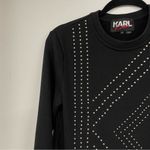 Karl Lagerfeld  Black Crew Neck Sweatshirt Silver Studded Womens XS Luxury Top Photo 2