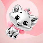 Aristocat Marie Sterling Silver Charm Black & Pink Photo 1