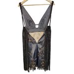 NWT Mandalay Gunmetal Beaded Fringe Cocktail Party Formal Mini Dress Womens Sz 4 Silver Photo 9