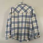 Veveret Blue Cream Plaid Shacket Flannel Jacket Fall Spring Comfy Casual Large Photo 3