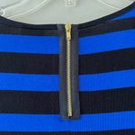 Gabby Skye Sz 8 Blue Black Stripe Elbow Sleeve Fit Flare Stretch Midi Dress Zip Photo 4