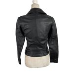ZARA Black Quilted Genuine Sheep Leather Cropped Moto Biker Blogger Jacket XS Photo 11
