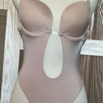Beige Cutout Backless Bodysuit. Hook and Eye on Crotch. SIZE SMALL. NIP Tan Photo 0