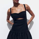 ZARA dress little black balloon cut out fitted bodycon evening cocktail party Photo 6