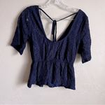 Trixxi Blue Lace Peplum Crop Top Photo 4