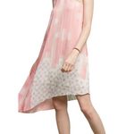Maeve Anthropologie Avalonne Dress 4 Pink White Silk Asymmetric Whimsy Ethereal Photo 2