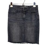 Universal Threads Universal Thread Denim Pencil Skirt Size 2/26R Raw Fringe Hem Black Casual Chic Photo 0