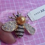 Anne Klein bee π brooch micro pave setting gold tone Photo 1