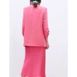 ZARA  Open Front Blazer Small Pink Rolled 3/4 Sleeves Oversized Cascade Neck Photo 1