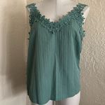 SheIn Emery Rose Sea foam Blue Green Floral Trim Tank Top Large NWT Photo 2