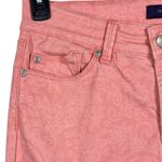 NYDJ  SZ 4 Ankle Jeans Paisley Mid-Rise Stretch Pockets Zip-Fly Lift-Tuck Pink Photo 2
