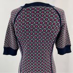 Juicy Couture Geo Knit Dress Front Slits Short Sleeve Mini Navy Pink Size Medium Photo 10