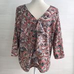 The Limited NWT  Mosaic Abstract Print Ruffle V Back 3/4 Sleeve Blouse Top Boho S Photo 6
