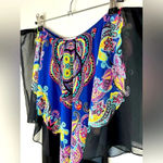 🆕 NWOT Agenda Black Dress with Blouse Shaw Off the Shoulder Overlay Paisley Photo 3