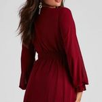 Windsor Chiffon Poet Long Sleeve Skater Dress Burgundy Photo 1