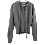 LIONESS Urban Outfitters  Gray Chunky Lace Up Knit Long Sleeve Sweater‎ Sz S Photo 2