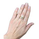 Gold Tone Metal Ring Faux Diamonds Clear Rhinestone Jewelry Size 8 Costume Bling Photo 7