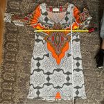 Sibella Mikesell Size M Orange White Gray Tribal Print 3/4 Sleeve Sheath Dress Size M Photo 5