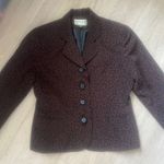 Kasper  Vintage Brown Leopard Suit Jacket Blazer‎ Business Casual Office Size 6P Photo 5