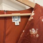 Blue Rain Burnt orange rose print satin long sleeve mini dress Photo 3