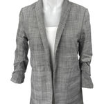 H&M  Gray Plaid Long Sleeve Shaw Collar Pocket Open Blazer Coat Jacket Size 2 Photo 0