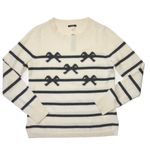 J.Crew NWT Cashmere Crewneck Sweater with Bow Stripes in Muslin Charcoal S Photo 1