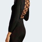 Boohoo Lace Up Back Slinky High Neck Midi Dress Photo 1