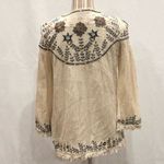 ZARA  embroidered light jacket fringe hem tie front Photo 4