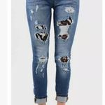 Judy Blue  Skinny Fit Distressed Animal Print Jeans Photo 1