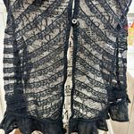 Free People NWT Size S She's A Doll Tank Black Sheer Lace Ruffle Top OB749053 Photo 3