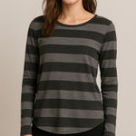 Rue 21 Casual Y2K Streetwear Gray Black Striped Long Sleeve Top M Photo 0