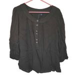 Preswick & Moore  Rayon Size Large L Dark Green Flowy Button Blouse Whimsy Goth Photo 0