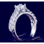 Boutique Platinum 925‎ Silver Leaf Design Engagement Ring Simulated Diamond | Sz 6 NEW Photo 9