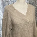 Anthropologie Green Dot Cream V-Neck Pullover Fuzzy Sweater Merino Wool Blend S Photo 1