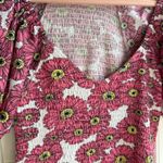 ZARA Puff Off the Shoulder Sleeve Smocked Mini Dress in Pink Daisy size M Photo 7