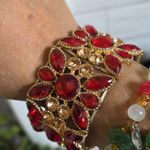 Statement Gold with Red and Gold Stones Bracelet Photo 5