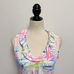 Lulu B White Post Cards Of Love French Script Ruffle Neckline Sleeveless Top S Photo 1