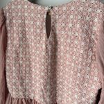 Saints & Hearts Blush Pink Boho Long Bell Sleeve Crop Peplum Deep V Neck Blouse Size L Photo 5