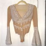 Victoria's Secret  Nude Mesh White Lace Teddy Bodysuit Photo 0