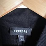 EXPRESS  Black Ribbed Knit Long Sleeve Mock Neck Asymmetric Sweater Midi Dress M Photo 4