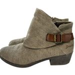 blowfish Tweed Cotton Faux Leather Ankle Boots Heel Brown Dark Academia 7.5 Photo 0