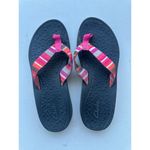 Clarks  Tate Muse Pink Multi-Stripe Flip Flops Thong Sandals 8 Photo 1
